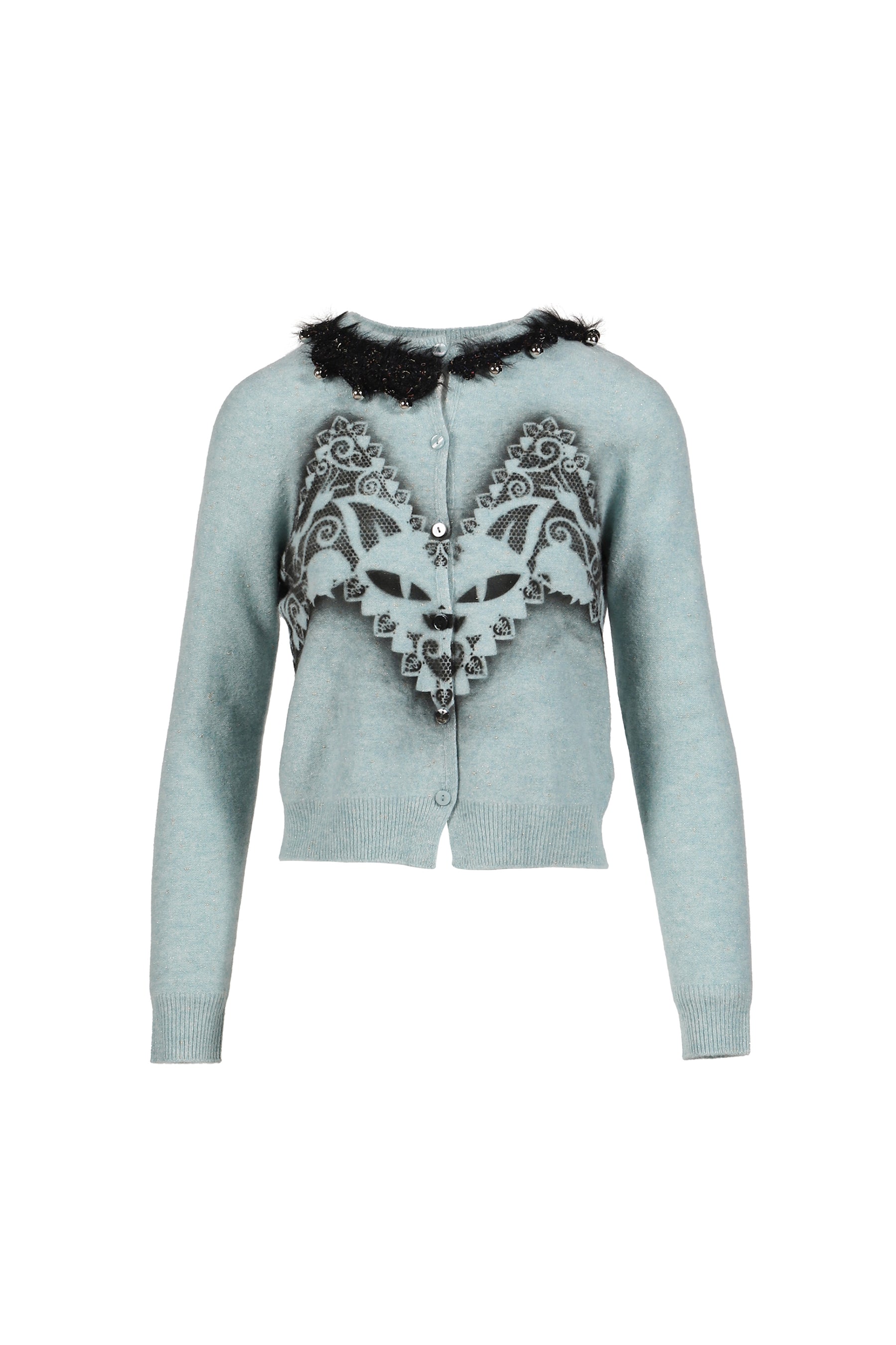 FELINE AIRBRUSH CARDIGAN / BLU