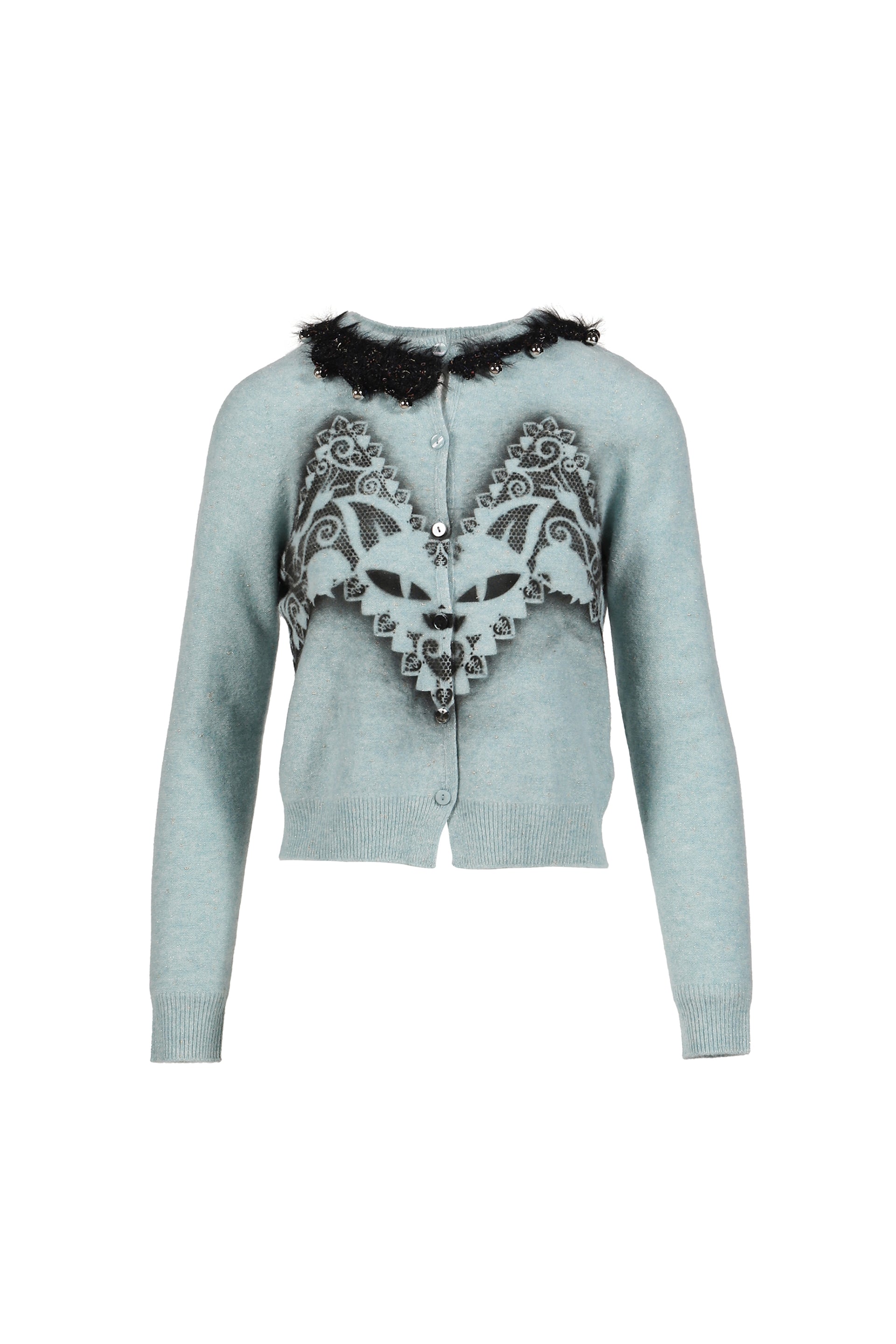 FELINE AIRBRUSH CARDIGAN / BLU