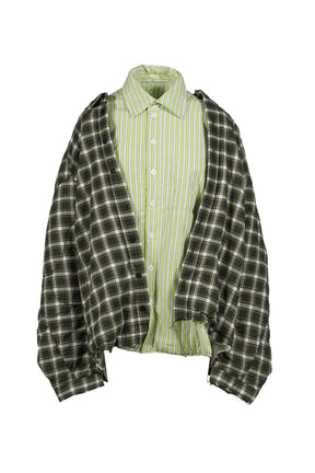 UPCYCLED DOUBLE SHIRT-JACKET / GRN