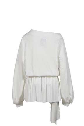 WHITE PUNK MONROE GRAPHIC OFF-SHOULDER COTTON DRESS / WHT