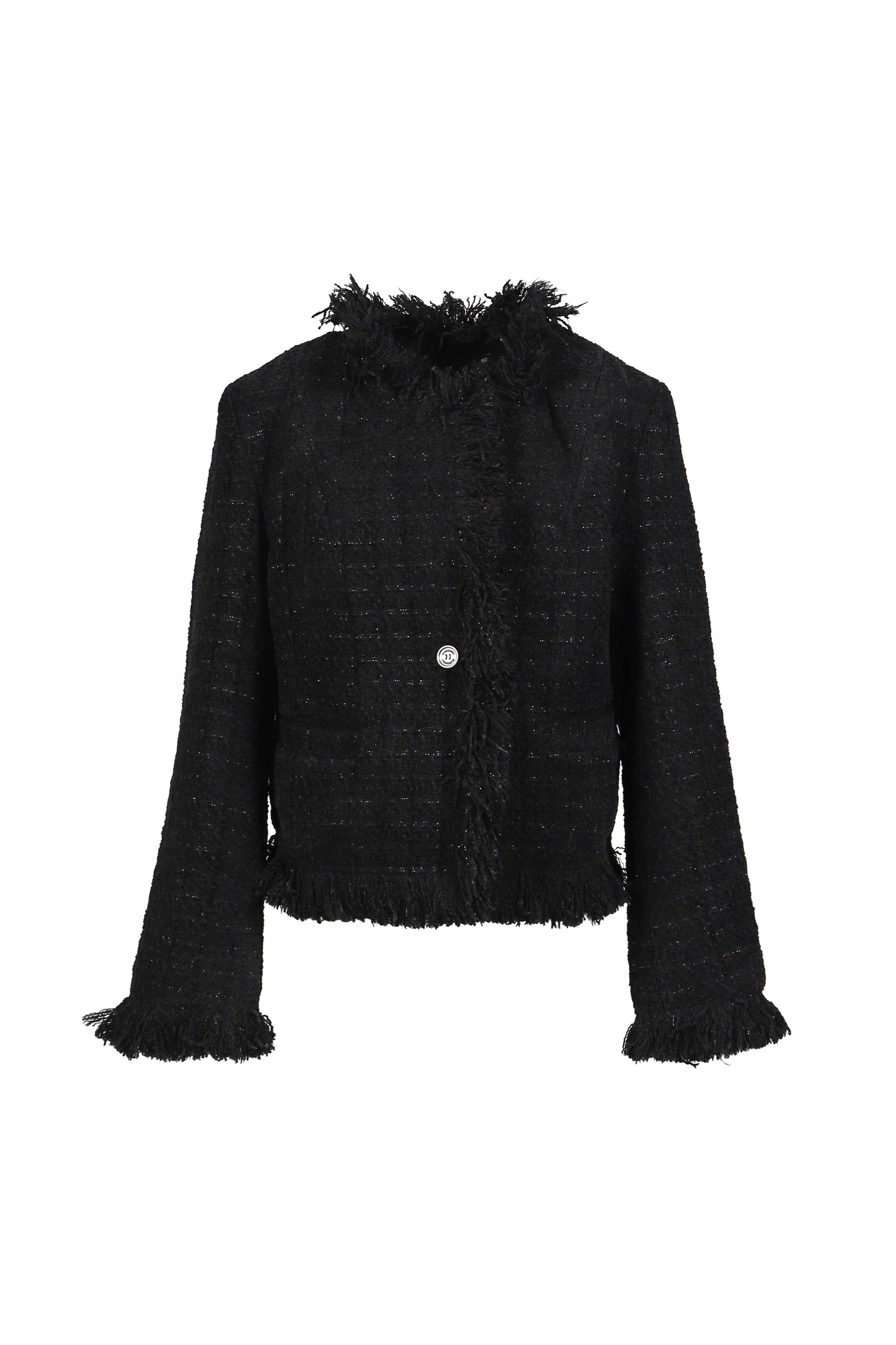 ROUGH FRAYED TWEED JACKET / BLK