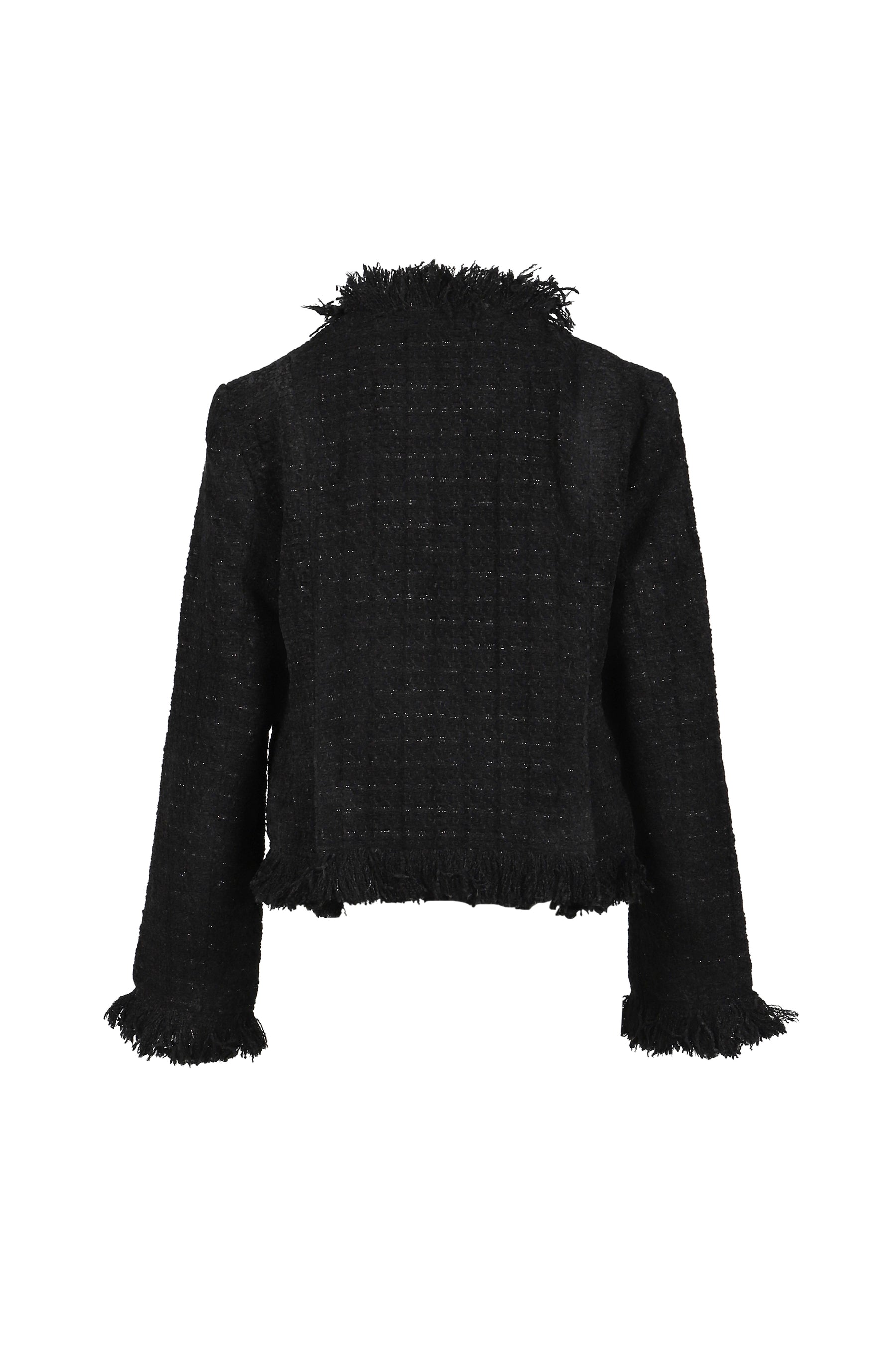 ROUGH FRAYED TWEED JACKET / BLK