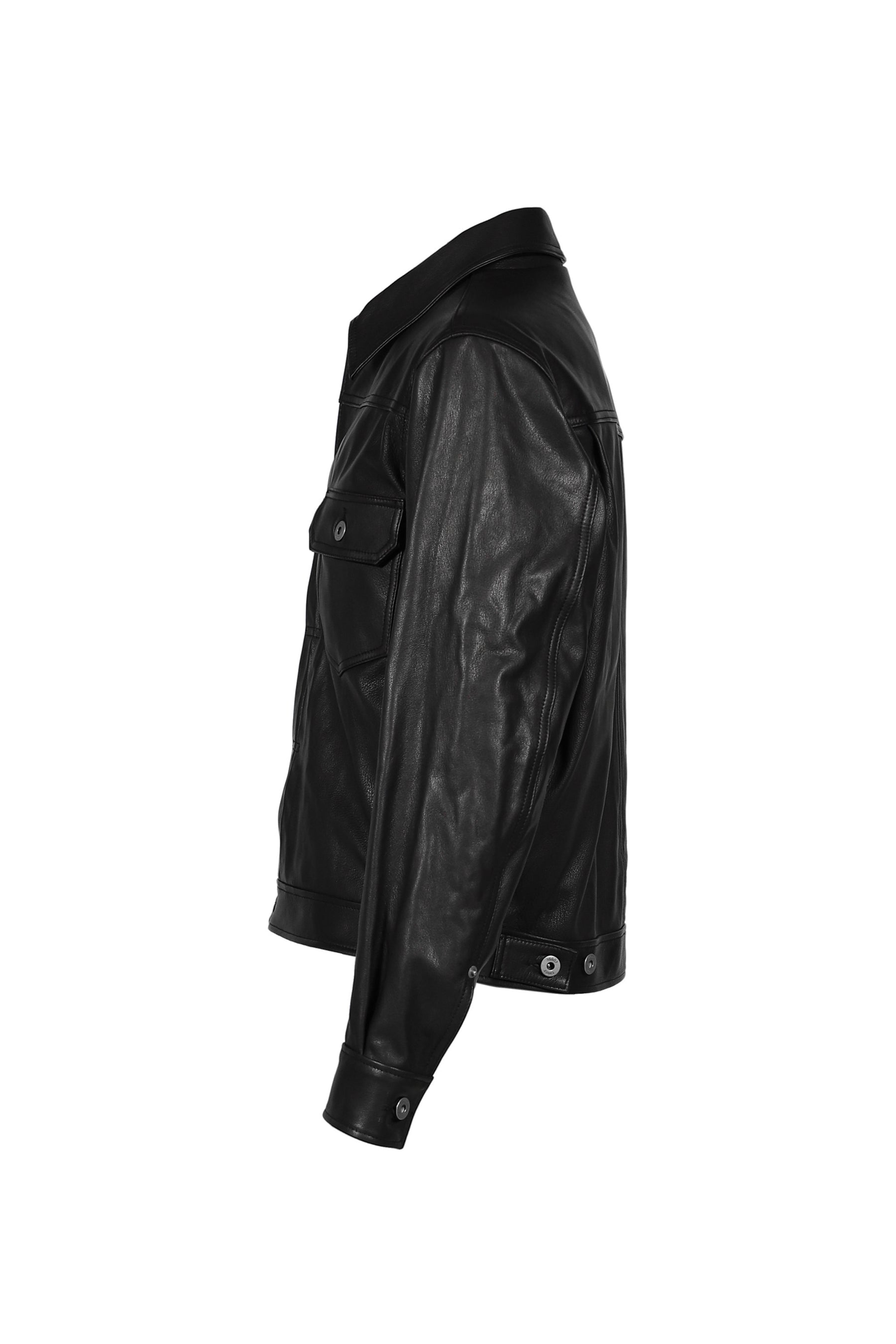 GOAT SKIN POCKET TRUCKER JACKET / BLK