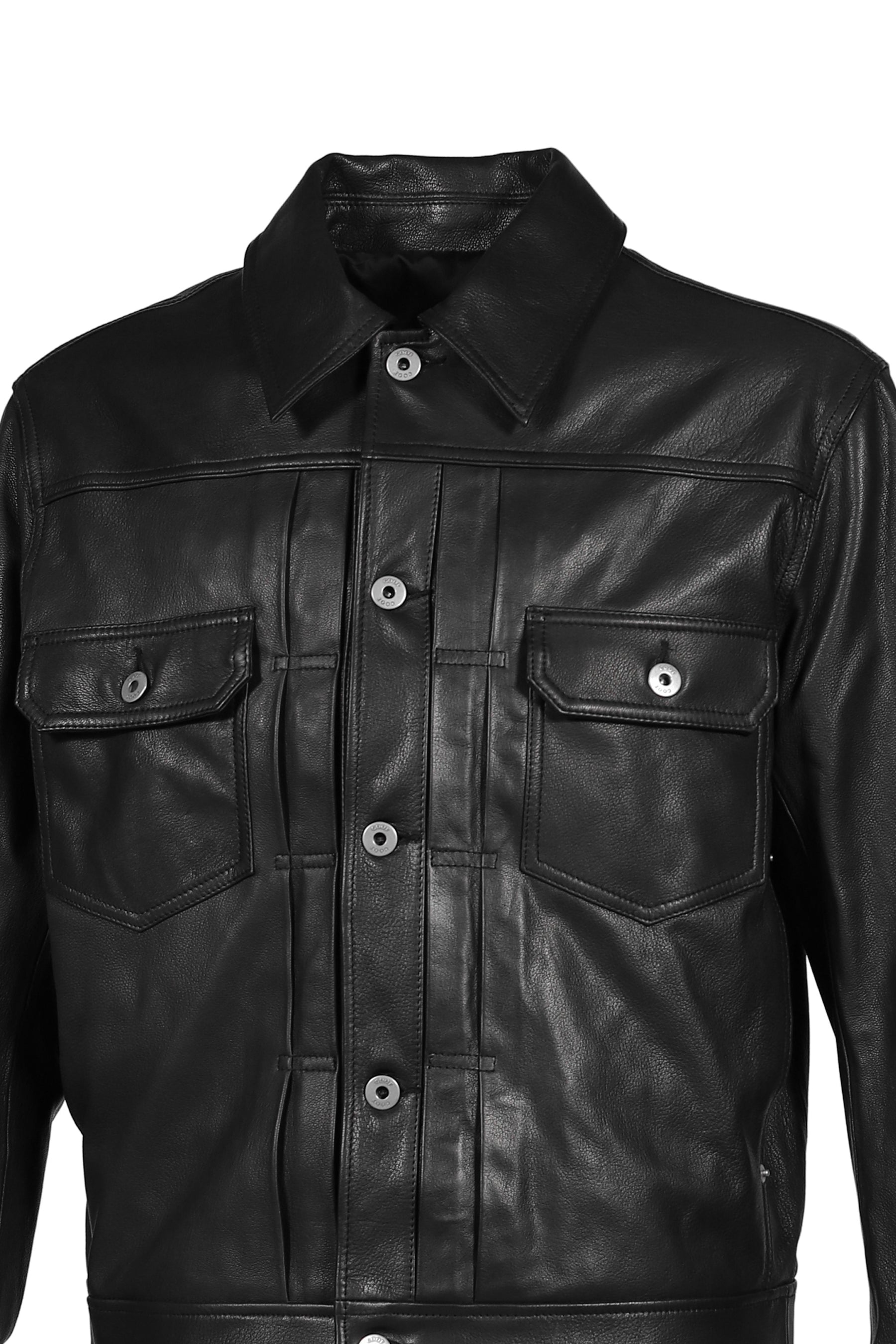 GOAT SKIN POCKET TRUCKER JACKET / BLK