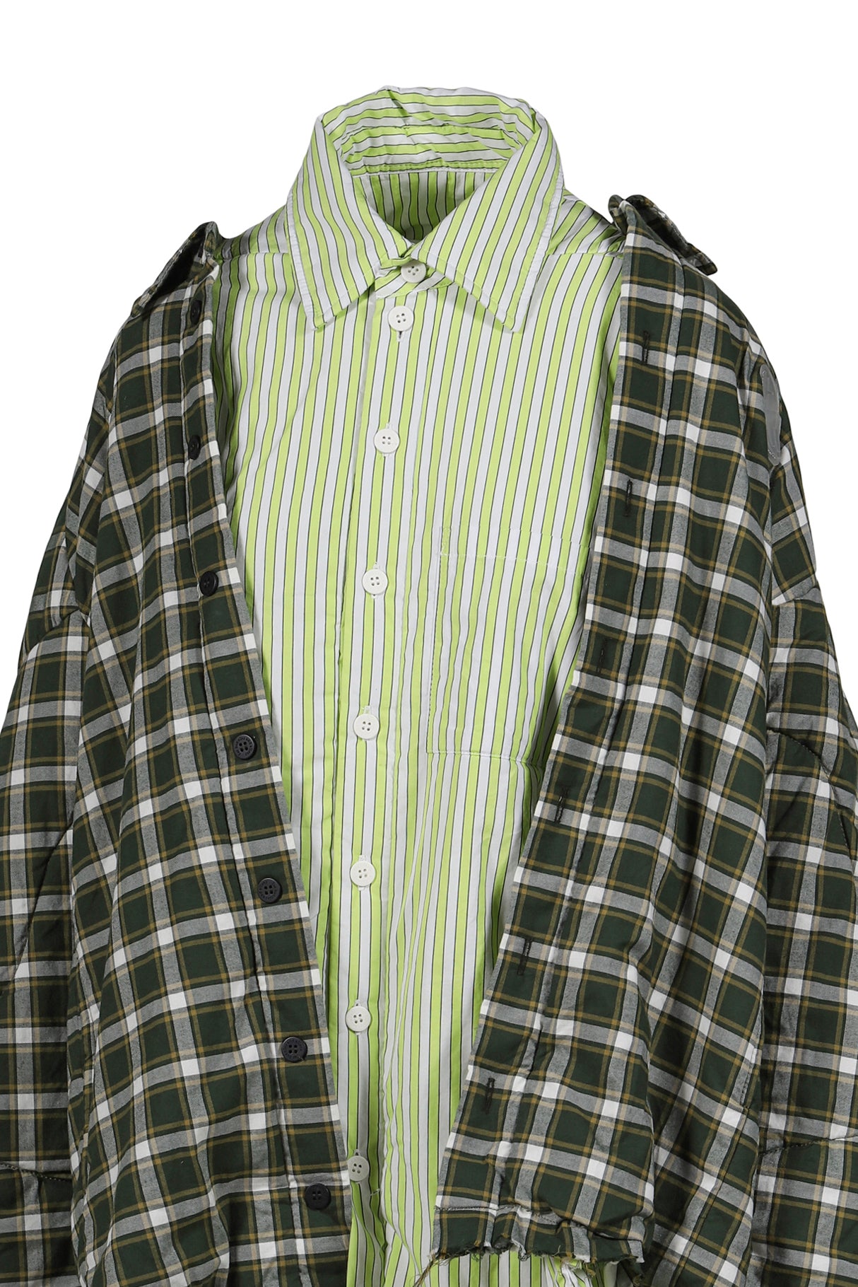 UPCYCLED DOUBLE SHIRT-JACKET / GRN