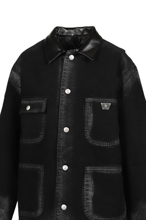 MARFA TWILL WORK JACKET / WASHED BLK 