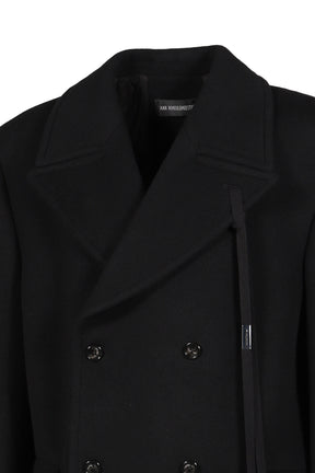 JAKE HIGH COMFORT PICK LAPEL DOUBLE BREASTED COAT / BLK