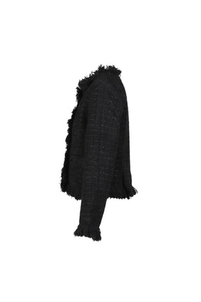 ROUGH FRAYED TWEED JACKET / BLK