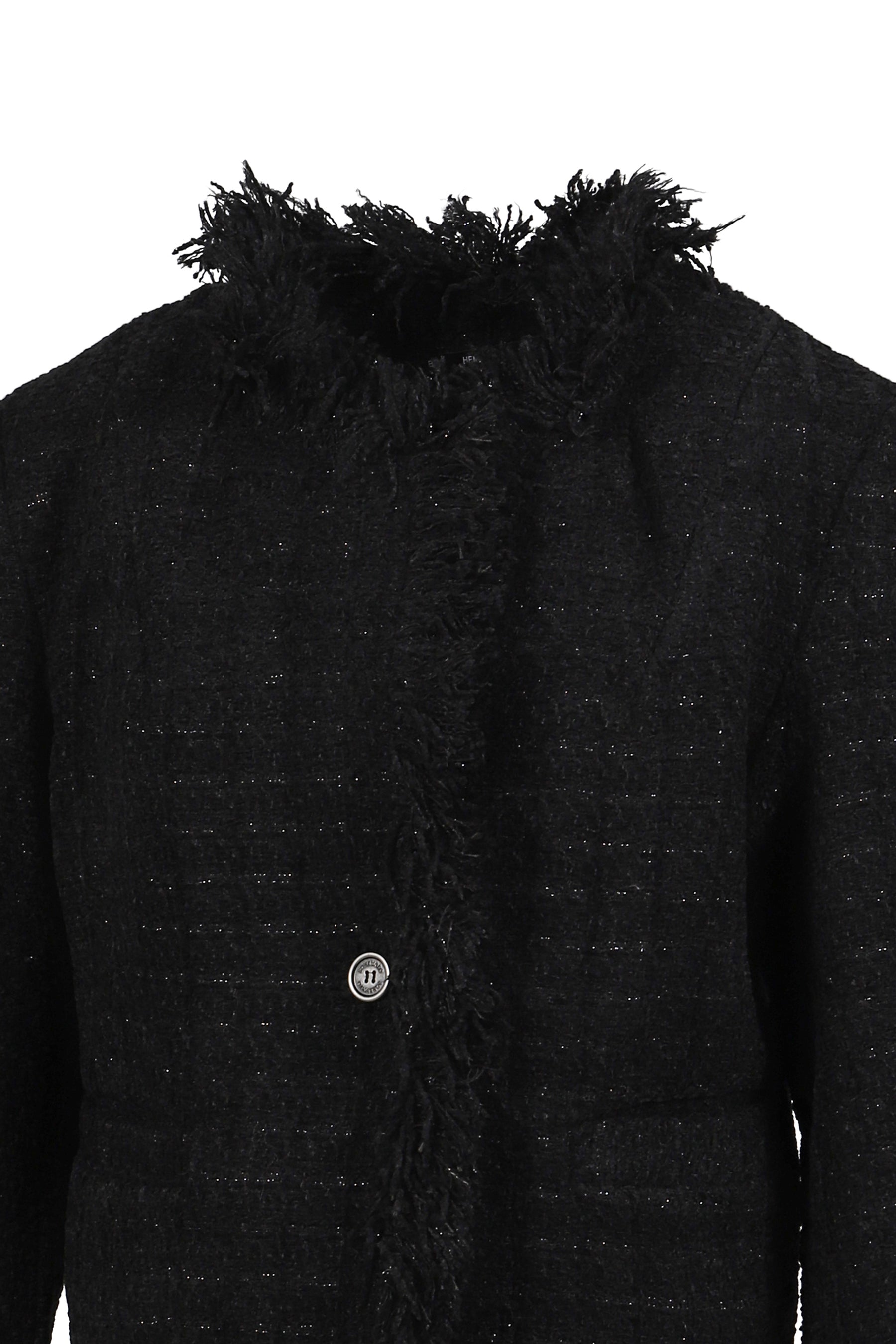 ROUGH FRAYED TWEED JACKET / BLK