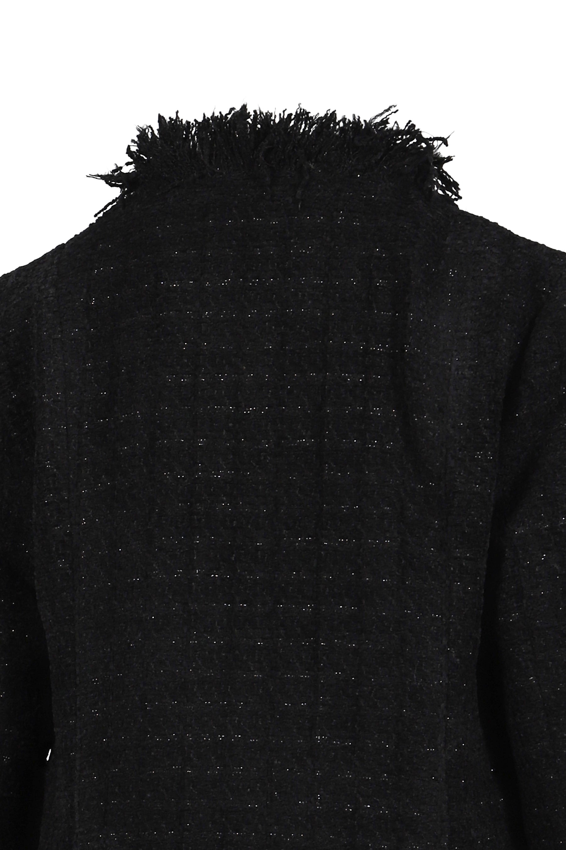 ROUGH FRAYED TWEED JACKET / BLK
