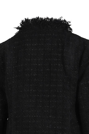 ROUGH FRAYED TWEED JACKET / BLK