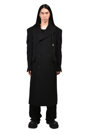 JAKE HIGH COMFORT PICK LAPEL DOUBLE BREASTED COAT / BLK