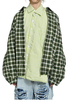 UPCYCLED DOUBLE SHIRT-JACKET / GRN
