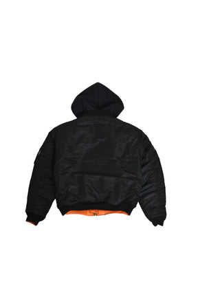 KIDS HOODED BOMBER JACKET / BLK