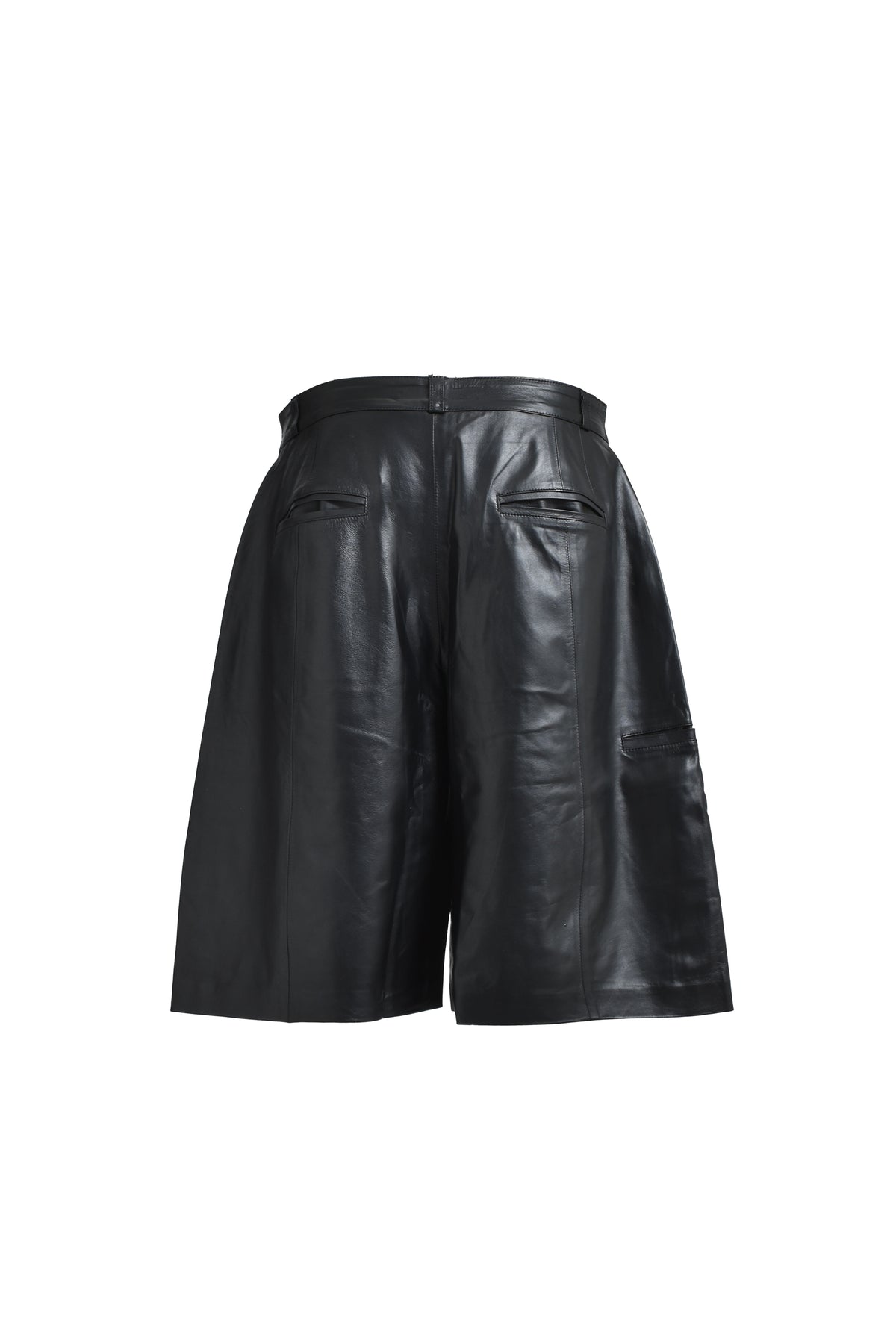 LEATHER SHORTS / BLK