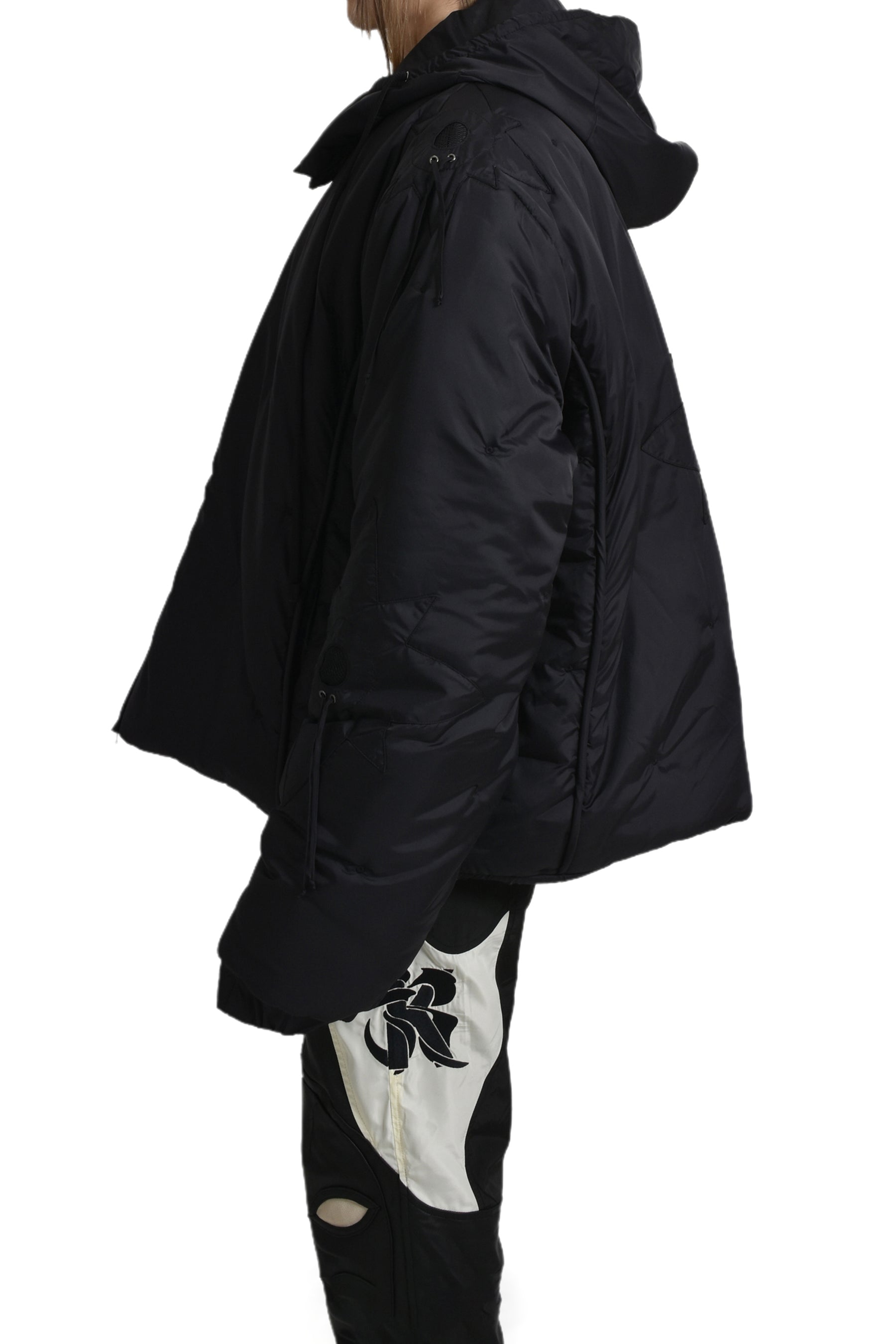 FLOWER PUFFER JACKET / BLK