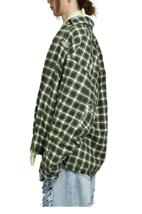 UPCYCLED DOUBLE SHIRT-JACKET / GRN