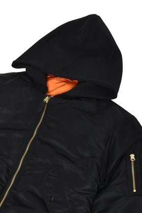 KIDS HOODED BOMBER JACKET / BLK