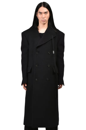JAKE HIGH COMFORT PICK LAPEL DOUBLE BREASTED COAT / BLK
