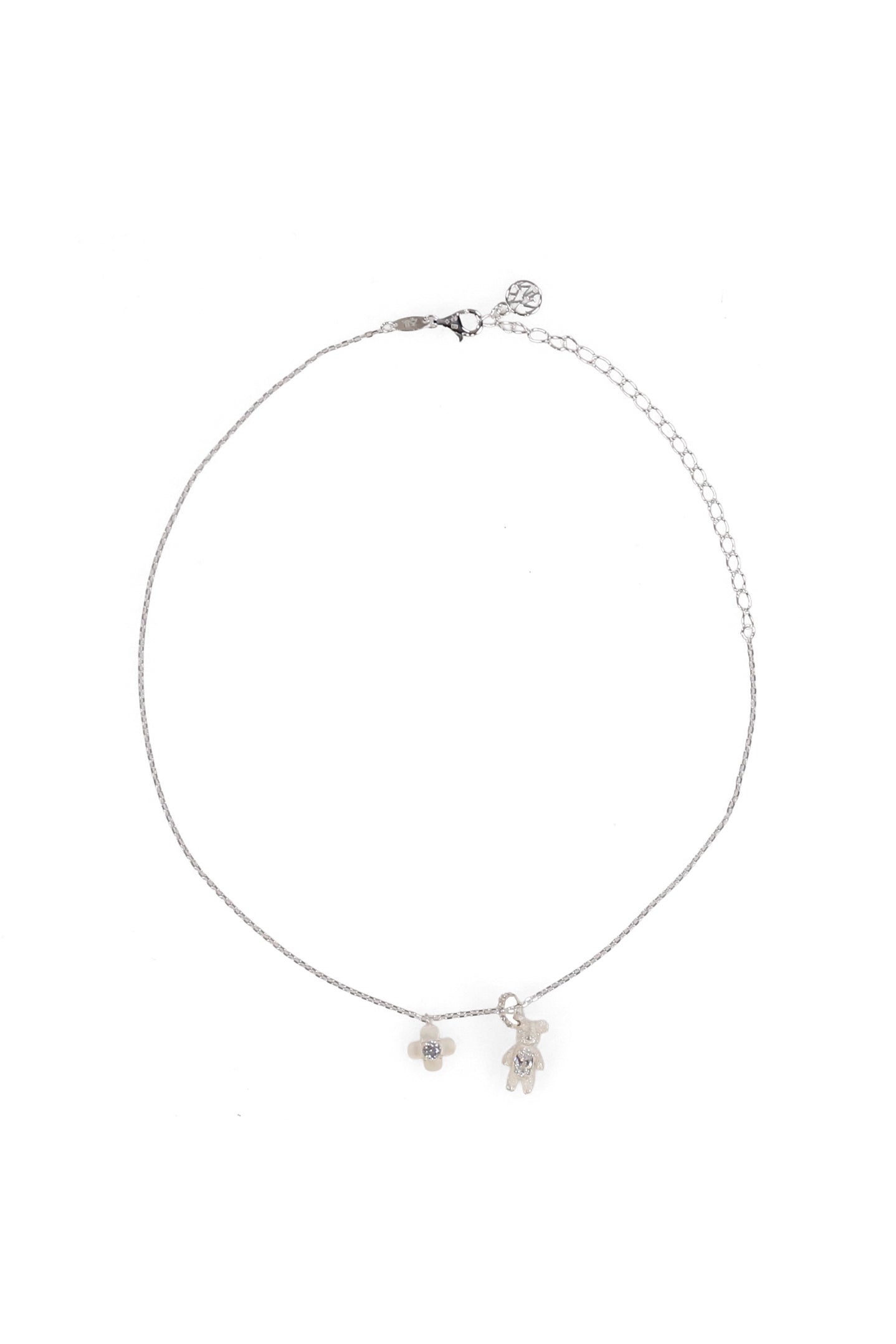 CARVED METAL MINI BEAR PENDANT / WHT