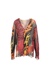 PRINTED BOYFRIEND CARDIGAN / PNK ORG