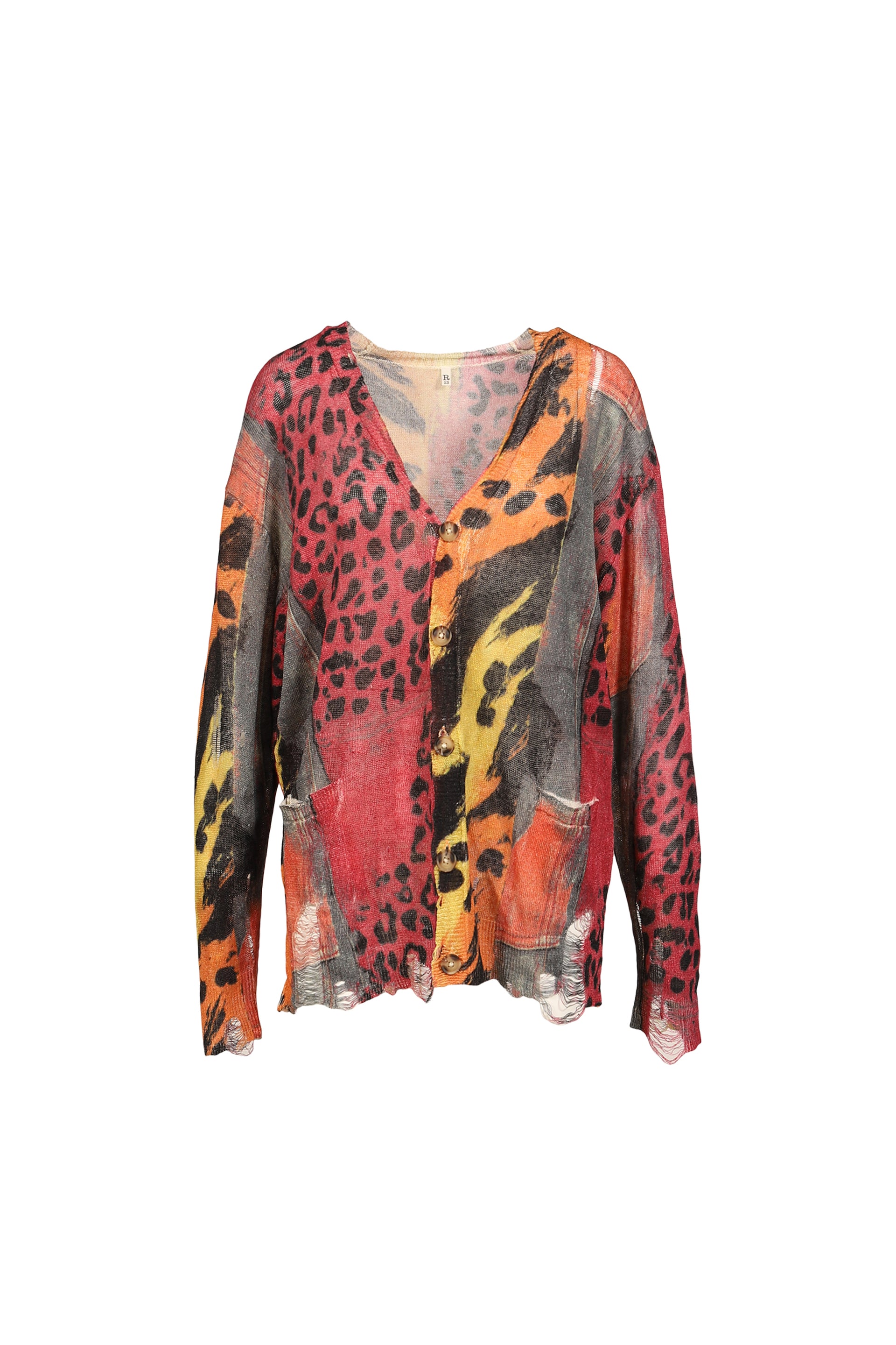 PRINTED BOYFRIEND CARDIGAN / PNK ORG