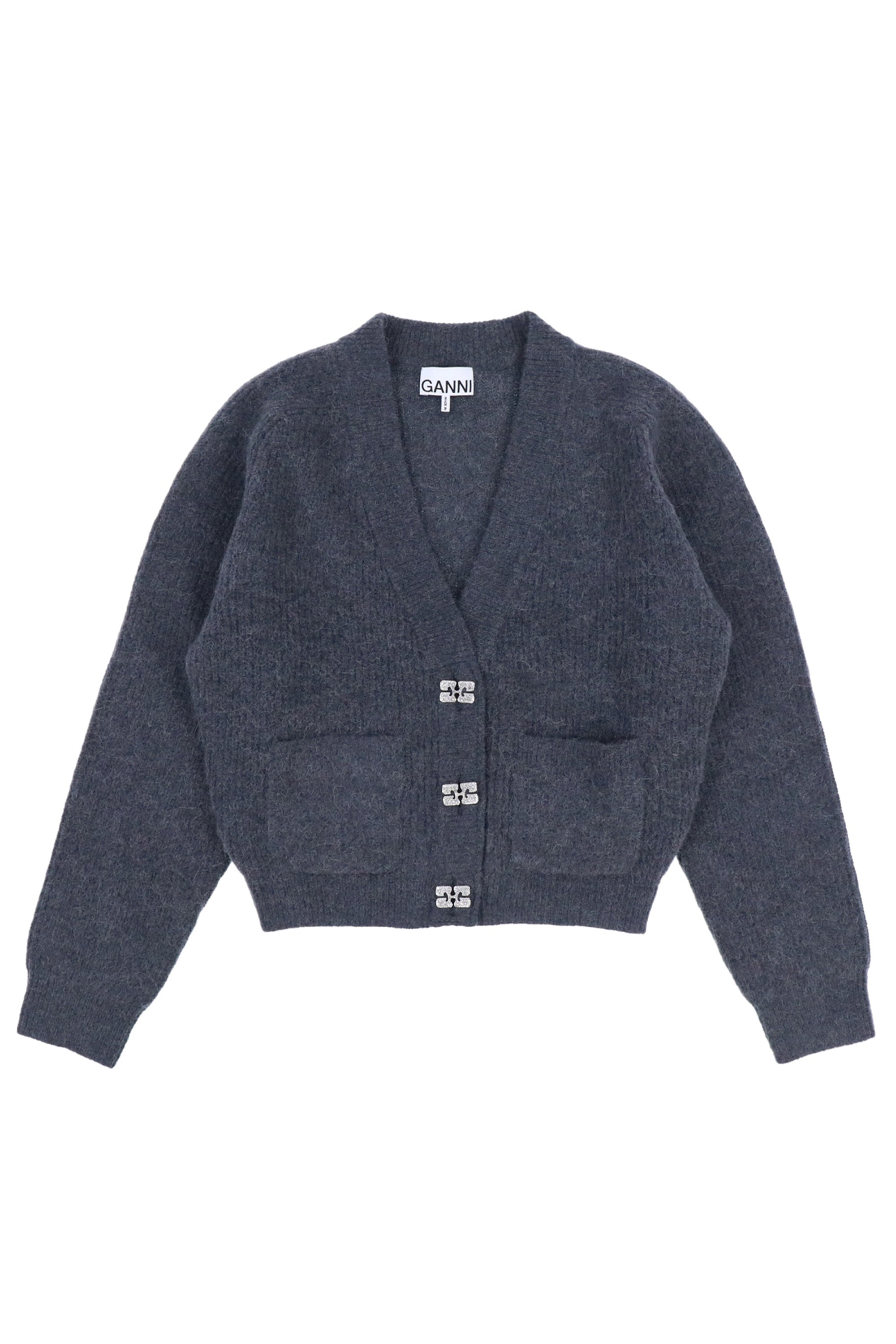 GANNI ガニー FW23 SOFT WOOL CARDIGAN SOLID / GRY -NUBIAN