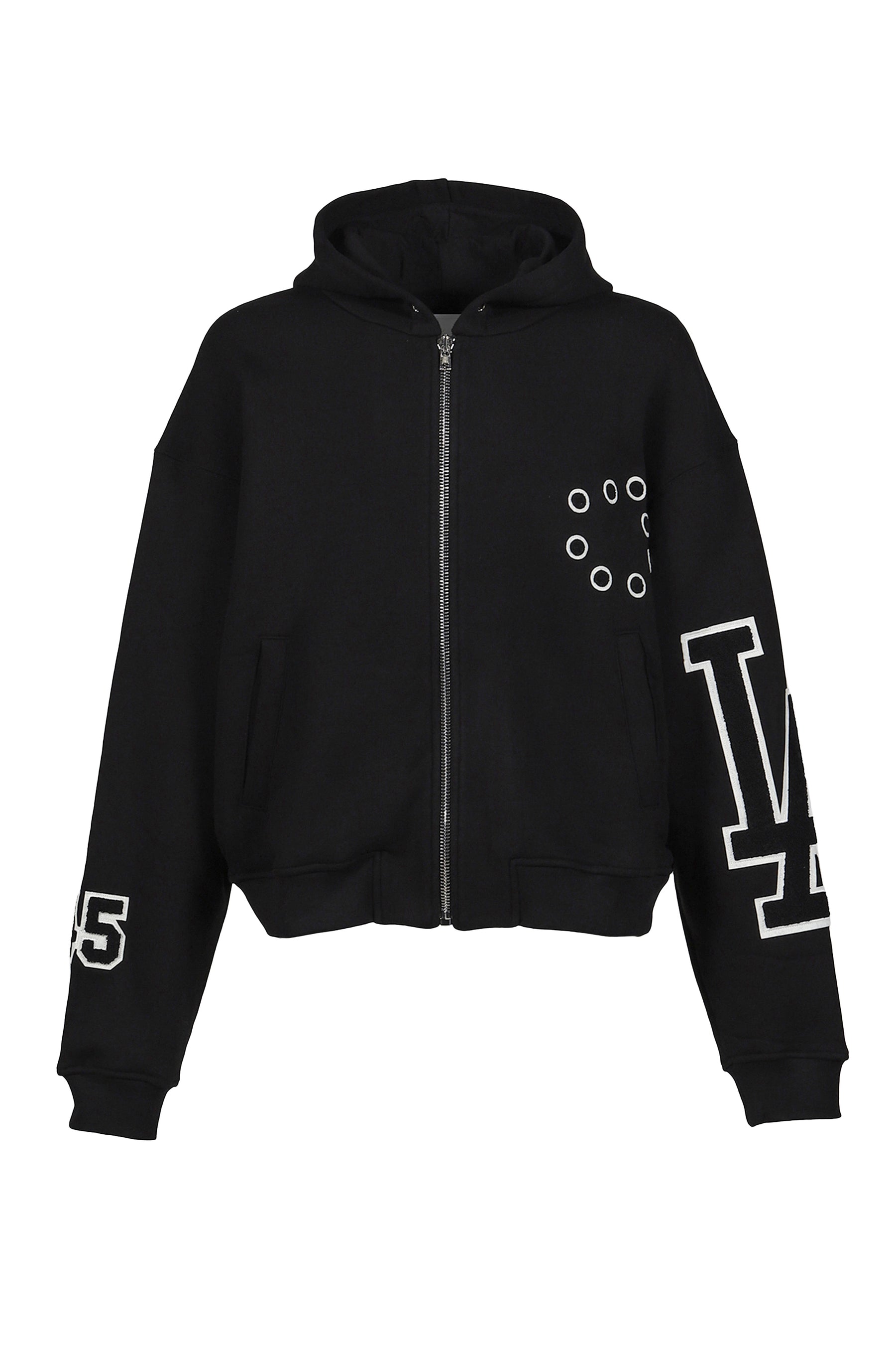 HOODIE WITH LA PATCHES / BLACK