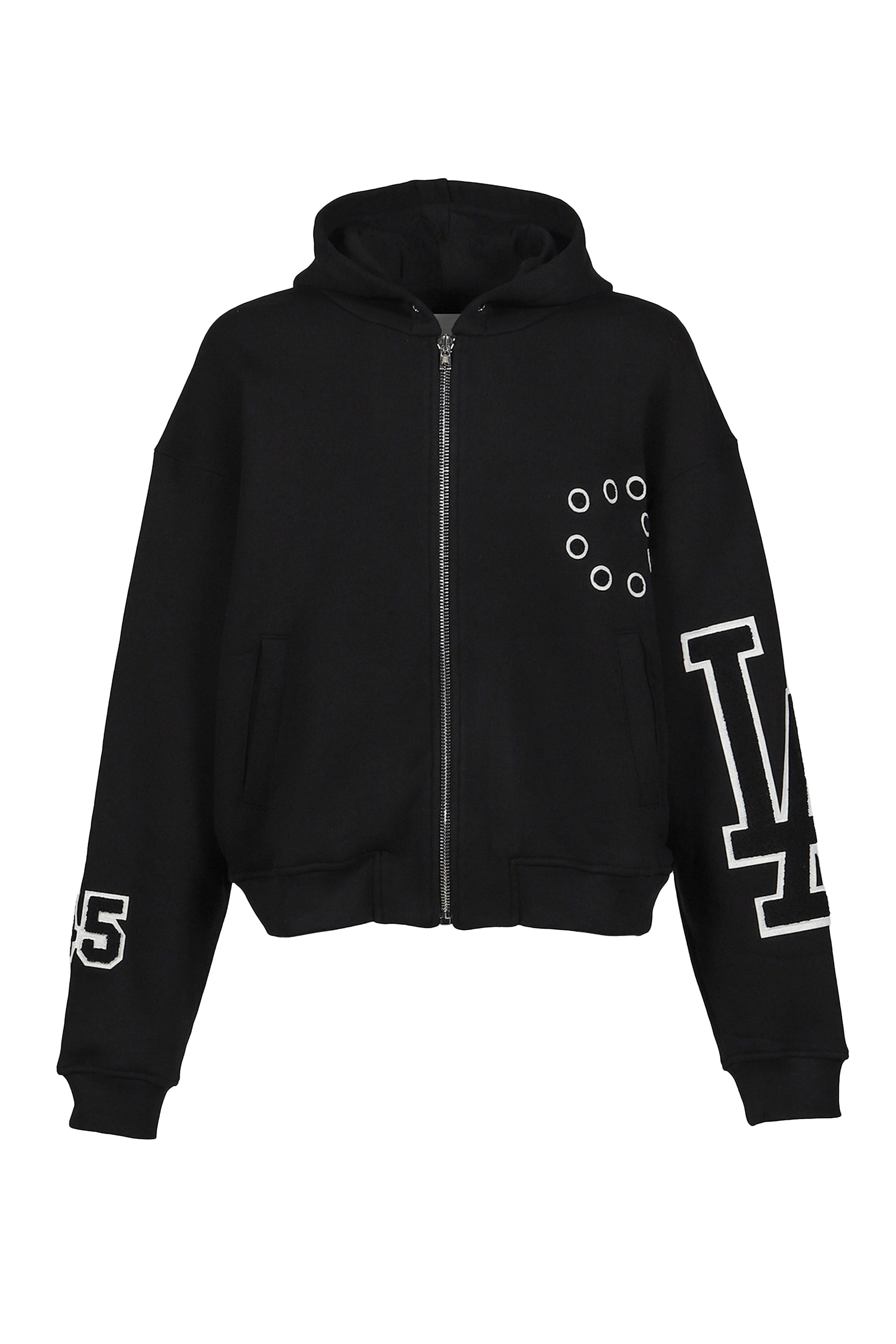 HOODIE WITH LA PATCHES / BLK