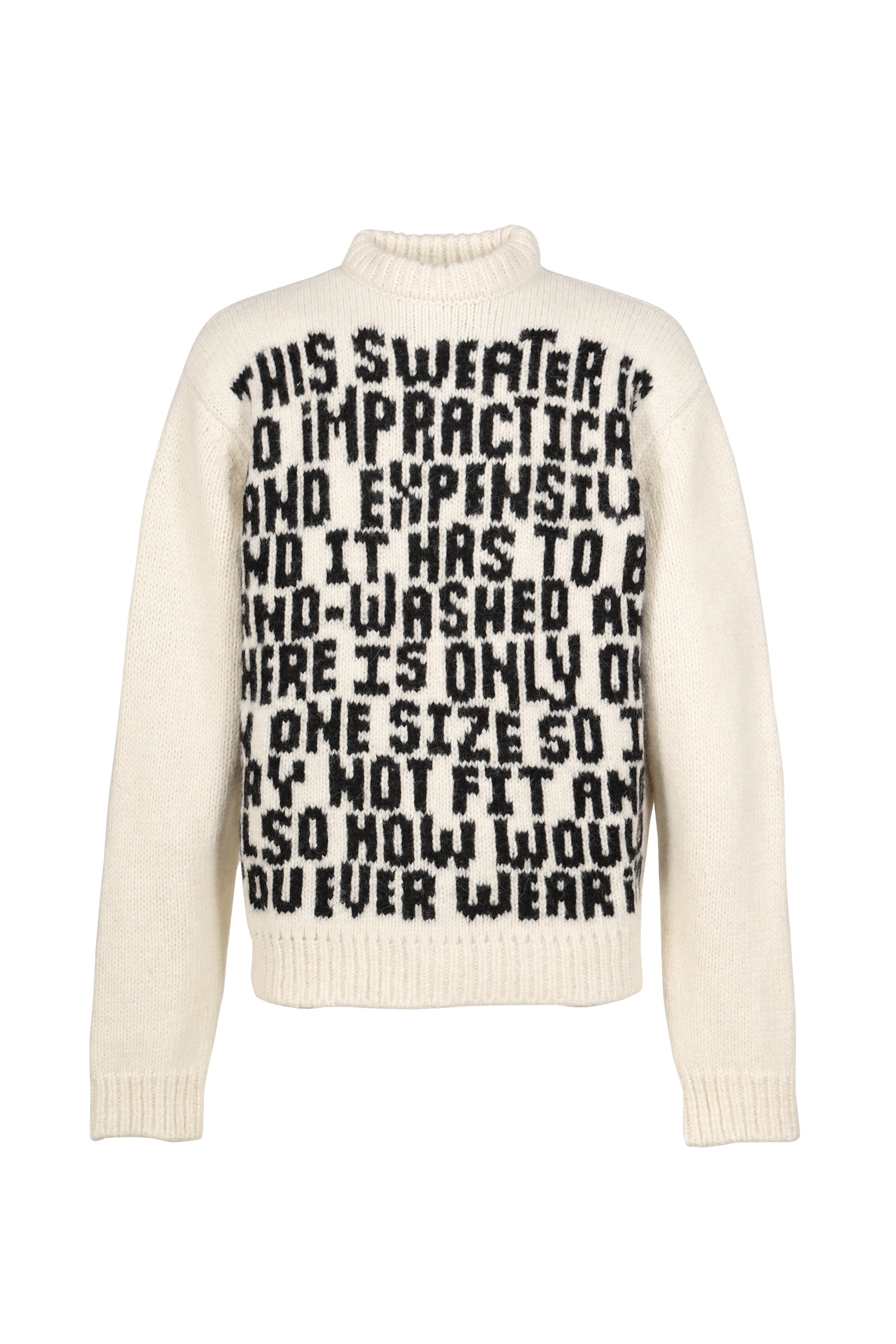 UNISEX TEXT SWEATER KNIT / WHT