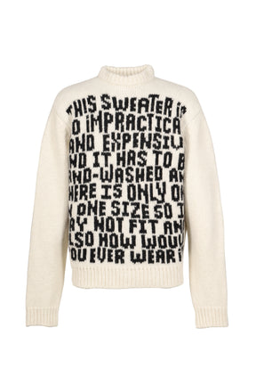 UNISEX TEXT SWEATER KNIT / WHT