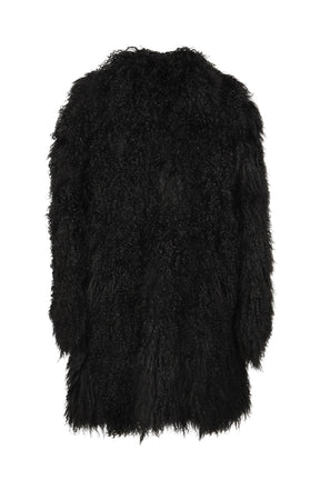 "PROXENETE" REVERSIBLE MONGOLIAN LAMBSKIN COAT / NOIR