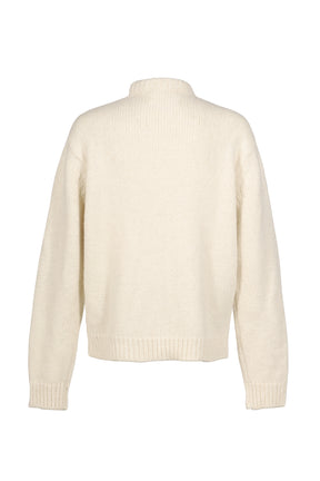 UNISEX TEXT SWEATER KNIT / WHT