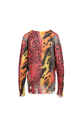 PRINTED BOYFRIEND CARDIGAN / PNK ORG