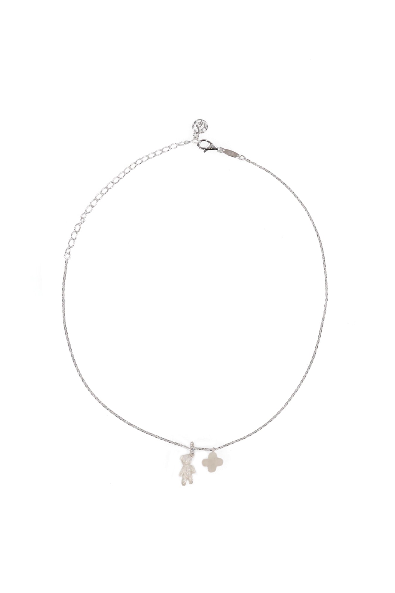 CARVED METAL MINI BEAR PENDANT / WHT