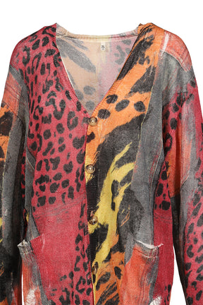 PRINTED BOYFRIEND CARDIGAN / PNK ORG
