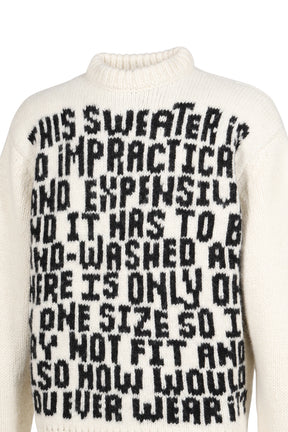 UNISEX TEXT SWEATER KNIT / WHT