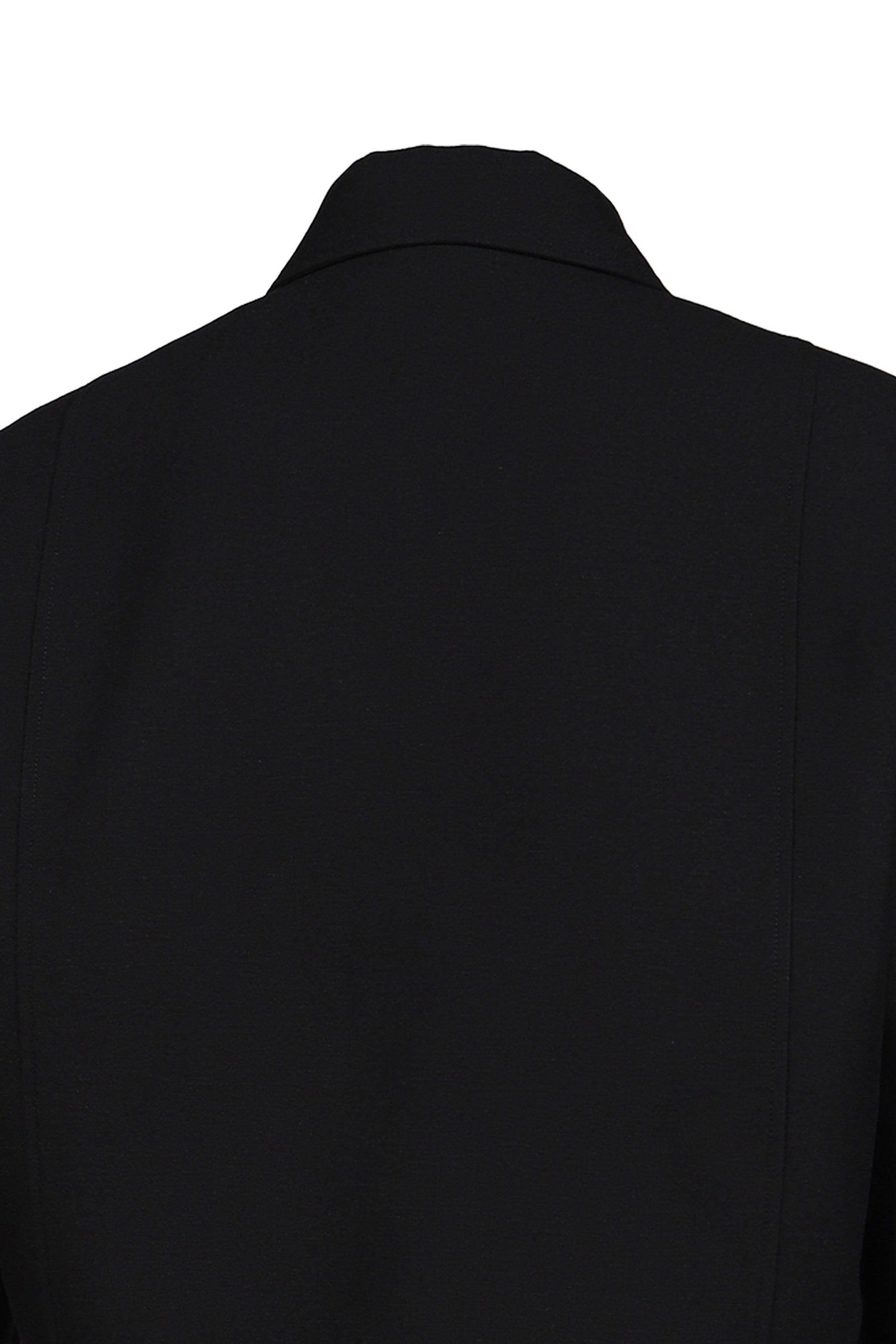 WOOL LINEN BLEND LEATHER TAB JACKET / BLK