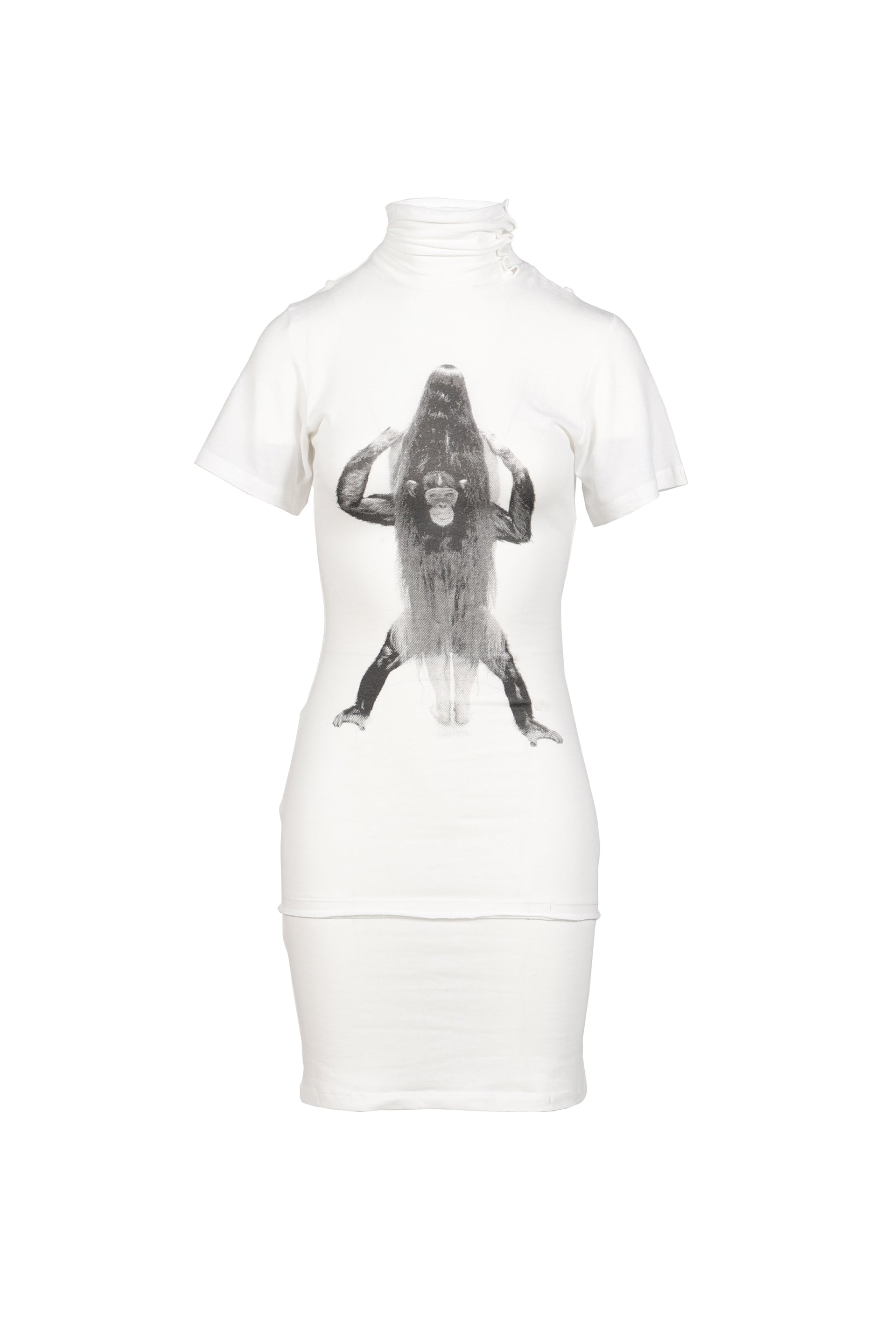 PRIMATE TURTLENECK DRESS / WHT