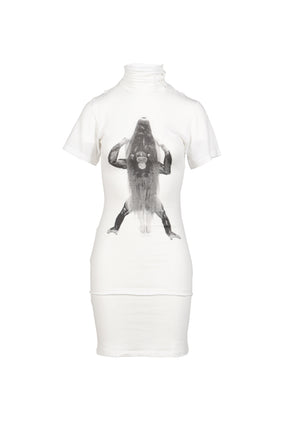 PRIMATE TURTLENECK DRESS / WHT