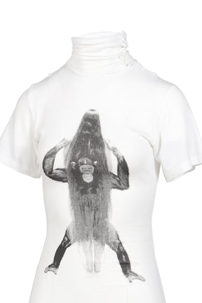 PRIMATE TURTLENECK DRESS / WHT