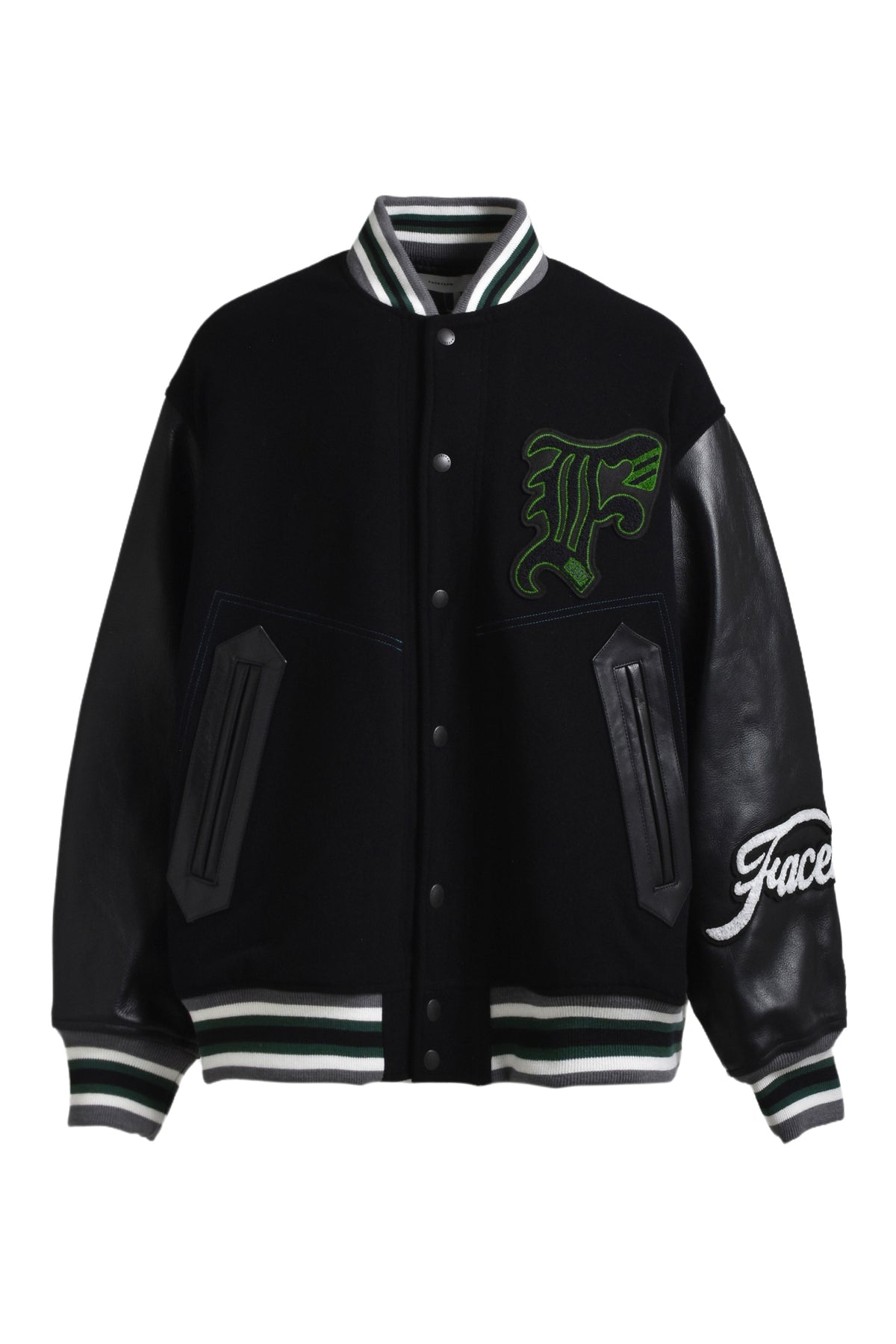 PATCHED STADIUM JACKET / BLK