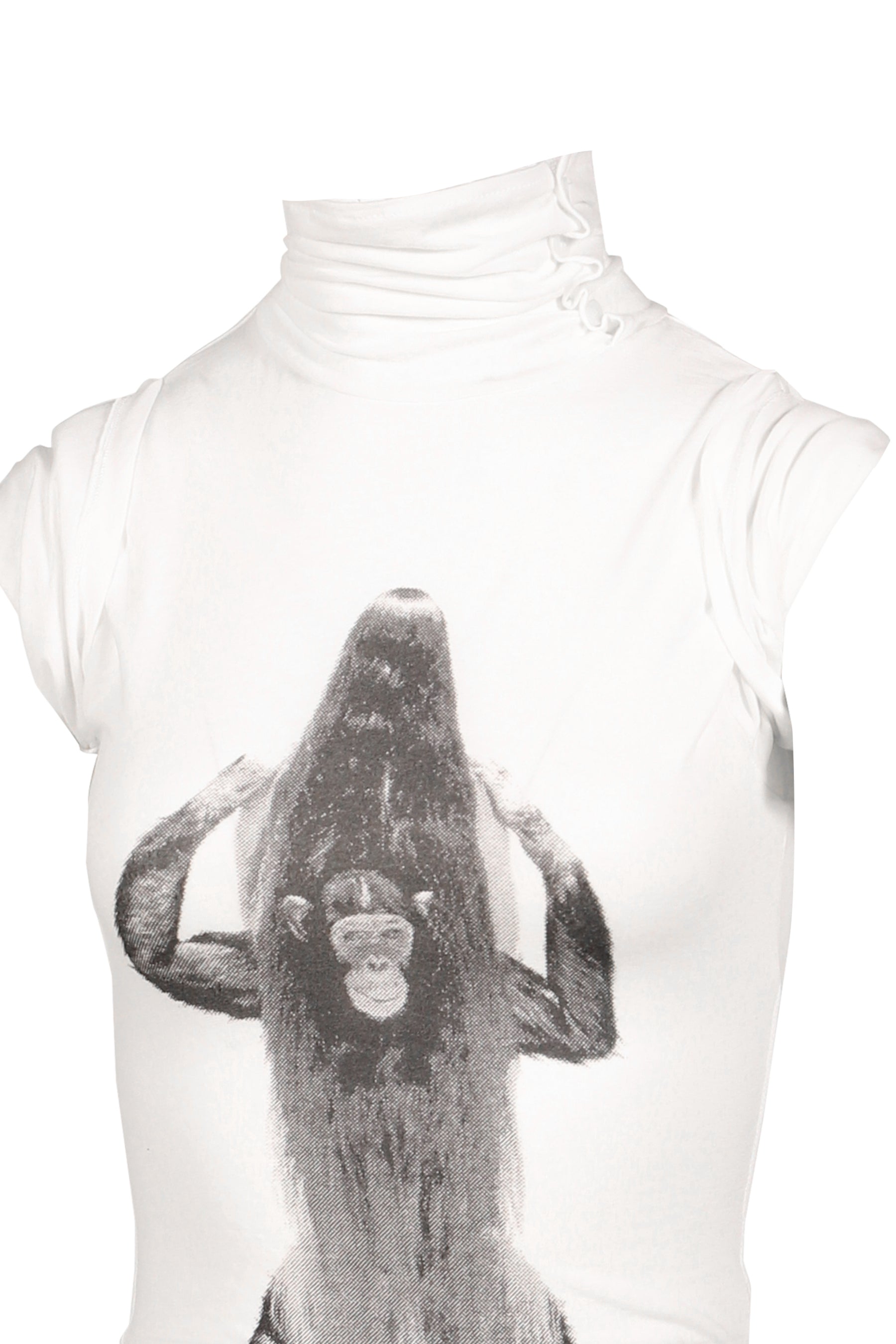 PRIMATE TURTLENECK DRESS / WHT