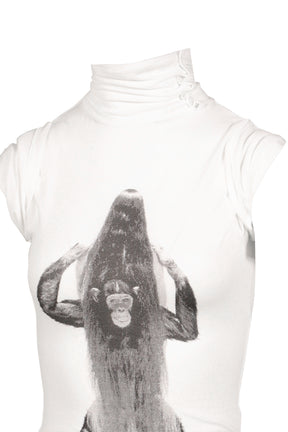 PRIMATE TURTLENECK DRESS / WHT
