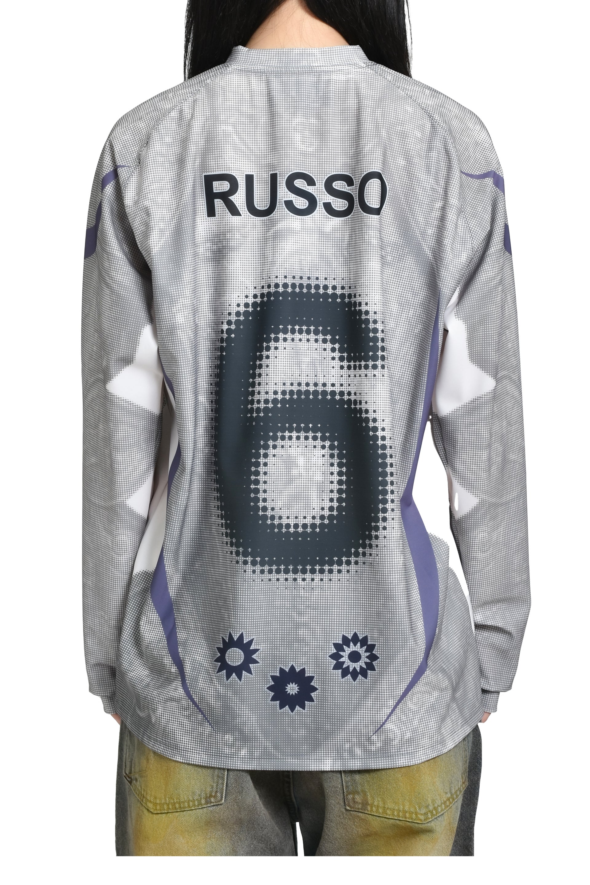 PRINTED LONG SLEEVE SPORTS TOP / GREY