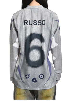 PRINTED LONG SLEEVE SPORTS TOP / GREY