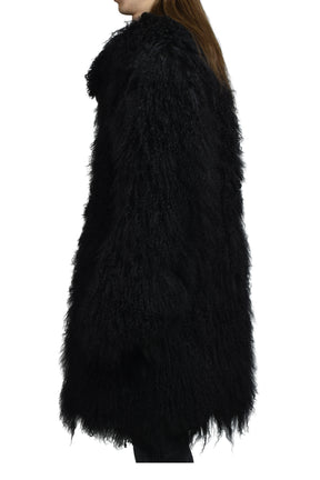 "PROXENETE" REVERSIBLE MONGOLIAN LAMBSKIN COAT / NOIR