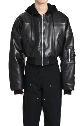 BERLIN CROPPED BOMBER JACKET / BLK