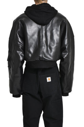 BERLIN CROPPED BOMBER JACKET / BLK