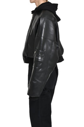 BERLIN CROPPED BOMBER JACKET / BLK